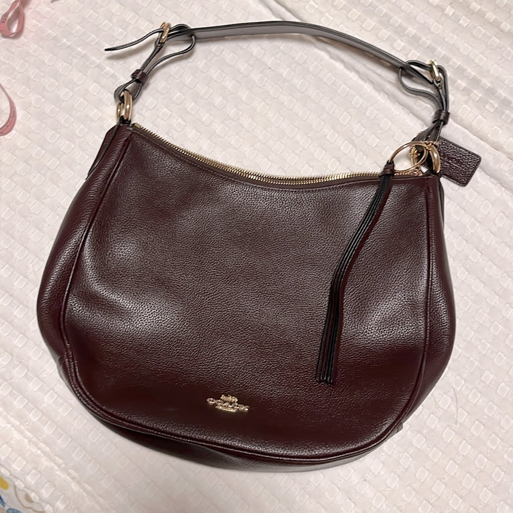 Coach Burgundy Leather Hobo Bag with Gold Hardware - Picture 1 of 7
